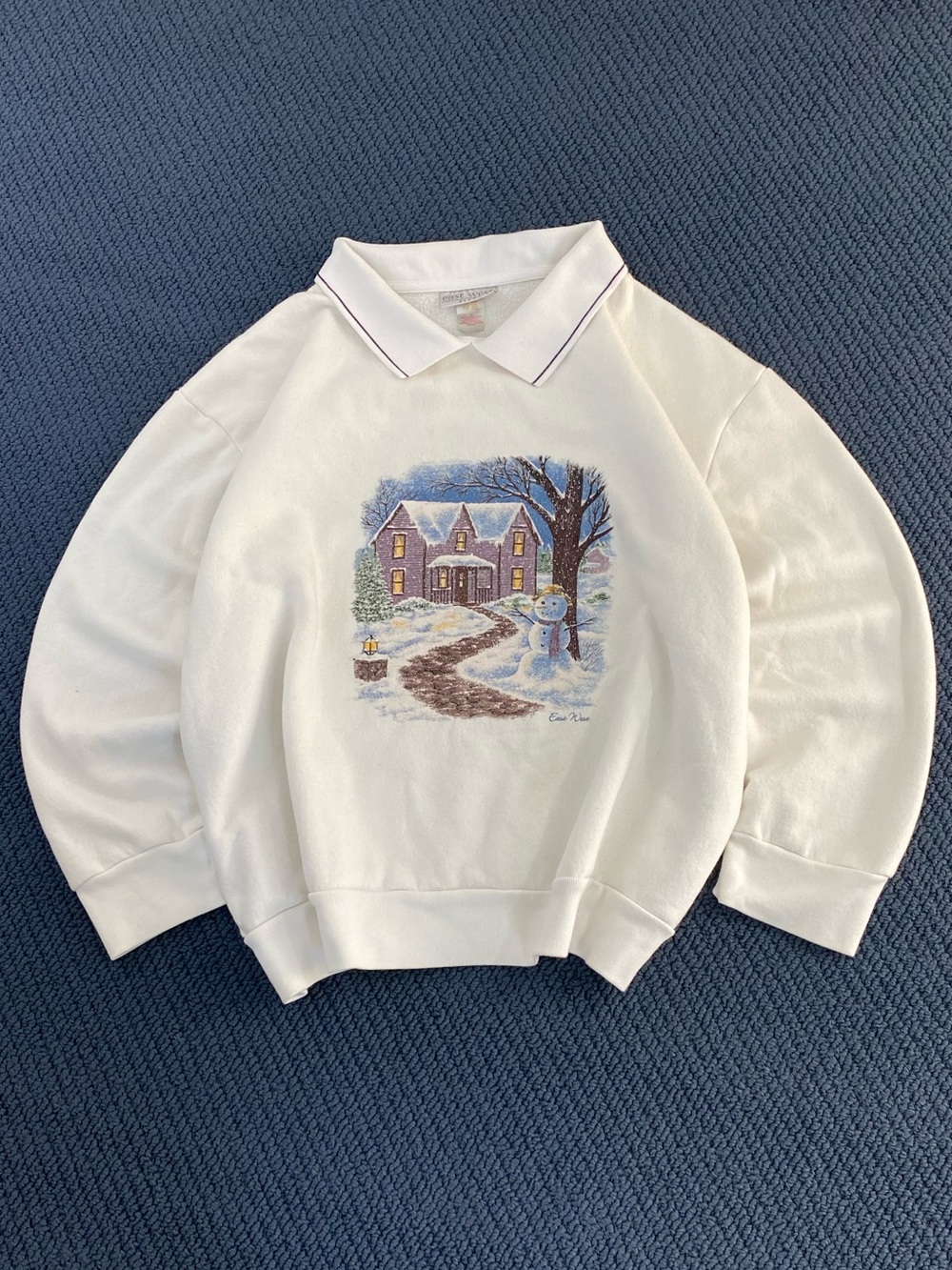 Vintage Winter Landscape Collar Sweater